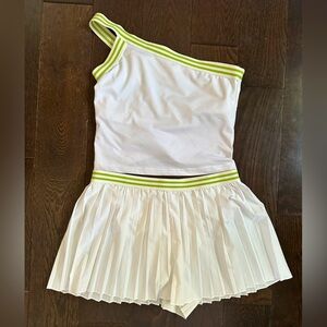 Free People Two Piece Tennis Prep Set • Skort and Halter Top in White • S/M